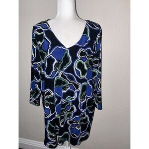 Chico’s 3 Knit Top 16 18 Blue White Green